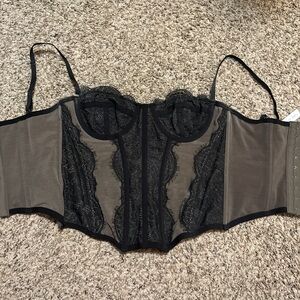Urban Outfitters Black Sheer Lace Bustier